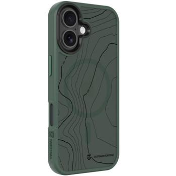 Apple iPhone 17, Műanyag hátlap védőtok + szilikon keret, közepesen ütésálló, Magsafe kompatibilis, térkép minta, Tactical MagForce Hyperstealth Sika, áttetsző/zöld kép