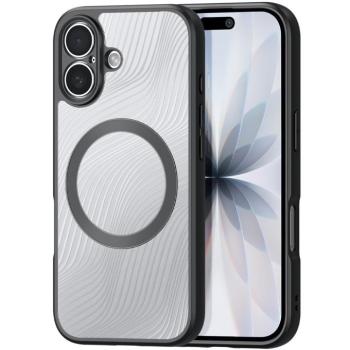 Apple iPhone 17, Műanyag hátlap védőtok + szilikon keret, Magsafe töltővel kompatibilis, hullám minta, Dux Ducis Aimo Mag, áttetsző/fekete kép