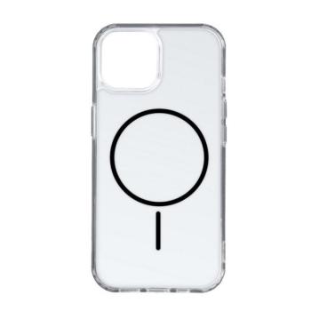 Apple iPhone 17, Műanyag hátlap védőtok + szilikon keret, ultravékony, légpárnás sarok, Magsafe töltővel kompatibilis, átlátszó/fekete kép