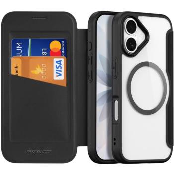 Apple iPhone 17, Oldalra nyíló tok, stand, közepesen ütésálló, Magsafe kompatibilis, Dux Ducis Skin Pro Magsafe, fekete kép