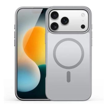 Apple iPhone 17 Pro Max, Műanyag hátlap védőtok + szilikon keret, közepesen ütésálló, légpárnás sarok, Magsafe kompatibilis, Dux Ducis Yind, áttetsző/világosszürke kép