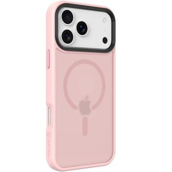 Apple iPhone 17 Pro Max, Műanyag hátlap védőtok + szilikon keret, közepesen ütésálló, Magsafe kompatibilis, Tactical MagForce Hyperstealth, áttetsző/rózsaszín kép
