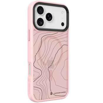 Apple iPhone 17 Pro Max, Műanyag hátlap védőtok + szilikon keret, közepesen ütésálló, Magsafe kompatibilis, térkép minta, Tactical MagForce Hyperstealth Sika, áttetsző/rózsaszín kép