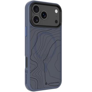 Apple iPhone 17 Pro Max, Műanyag hátlap védőtok + szilikon keret, közepesen ütésálló, Magsafe kompatibilis, térkép minta, Tactical MagForce Hyperstealth Sika, áttetsző/sötétkék kép