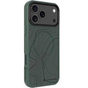 Apple iPhone 17 Pro Max, Műanyag hátlap védőtok + szilikon keret, közepesen ütésálló, Magsafe kompatibilis, térkép minta, Tactical MagForce Hyperstealth Sika, áttetsző/zöld kép