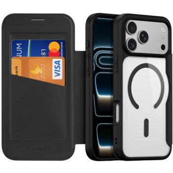 Apple iPhone 17 Pro Max, Oldalra nyíló tok, stand, közepesen ütésálló, Magsafe kompatibilis, Dux Ducis Skin Pro Magsafe, fekete kép
