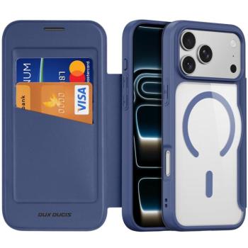 Apple iPhone 17 Pro Max, Oldalra nyíló tok, stand, közepesen ütésálló, Magsafe kompatibilis, Dux Ducis Skin Pro Magsafe, sötétkék kép