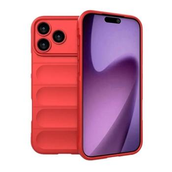 Apple iPhone 17 Pro Max, Szilikon tok, közepesen ütésálló, 3D minta, piros kép