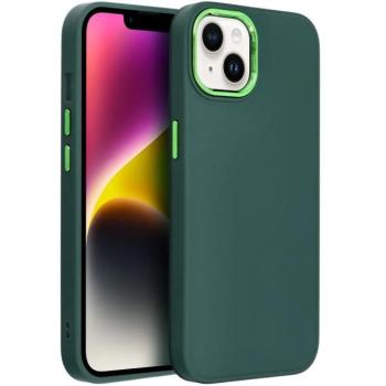 Apple iPhone 17 Pro Max, Szilikon tok, közepesen ütésálló, fémhatású kamera keret, Frame Case, zöld kép