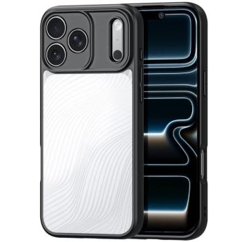 Apple iPhone 17 Pro, Műanyag hátlap védőtok + szilikon keret, hullám minta, Dux Ducis Aimo, áttetsző/fekete kép