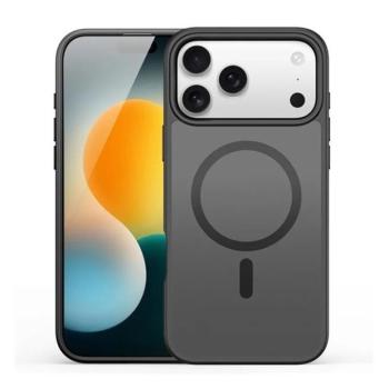 Apple iPhone 17 Pro, Műanyag hátlap védőtok + szilikon keret, közepesen ütésálló, légpárnás sarok, Magsafe kompatibilis, Dux Ducis Yind, áttetsző/fekete kép