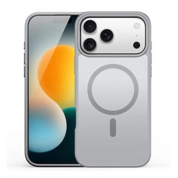 Apple iPhone 17 Pro, Műanyag hátlap védőtok + szilikon keret, közepesen ütésálló, légpárnás sarok, Magsafe kompatibilis, Dux Ducis Yind, áttetsző/világosszürke kép