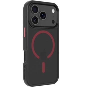 Apple iPhone 17 Pro, Műanyag hátlap védőtok + szilikon keret, közepesen ütésálló, Magsafe kompatibilis, Tactical MagForce Hyperstealth 2.0, áttetsző/fekete/piros kép