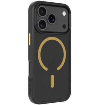 Apple iPhone 17 Pro, Műanyag hátlap védőtok + szilikon keret, közepesen ütésálló, Magsafe kompatibilis, Tactical MagForce Hyperstealth 2.0, áttetsző/fekete/sárga kép