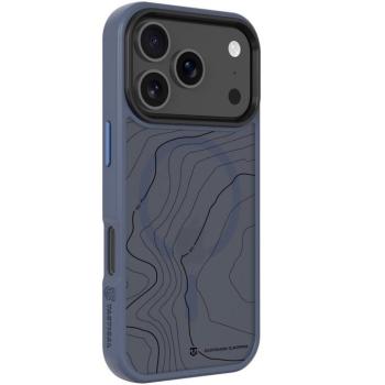 Apple iPhone 17 Pro, Műanyag hátlap védőtok + szilikon keret, közepesen ütésálló, Magsafe kompatibilis, térkép minta, Tactical MagForce Hyperstealth Sika, áttetsző/sötétkék kép