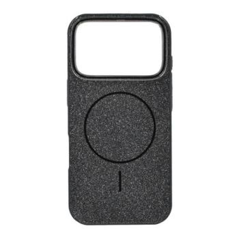 Apple iPhone 17 Pro, Műanyag hátlap védőtok + szilikon keret, Magsafe töltővel kompatibilis, csillogó hátlap, fekete kép