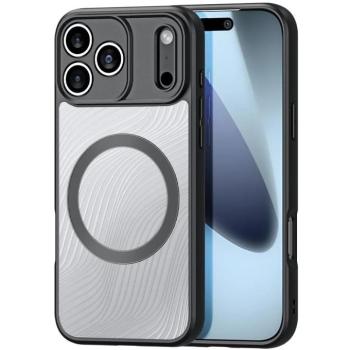 Apple iPhone 17 Pro, Műanyag hátlap védőtok + szilikon keret, Magsafe töltővel kompatibilis, hullám minta, Dux Ducis Aimo Mag, áttetsző/fekete kép