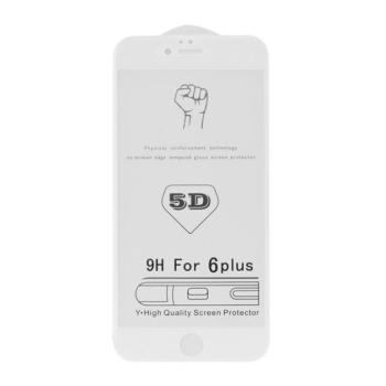Apple iPhone 7 Plus/8 Plus, 5D Full Glue hajlított tempered glass kijelzővédő üvegfólia, fehér kép