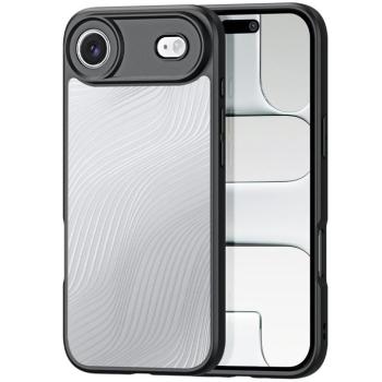 Apple iPhone Air (2025), Műanyag hátlap védőtok + szilikon keret, hullám minta, Dux Ducis Aimo, áttetsző/fekete kép