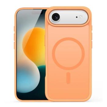 Apple iPhone Air (2025), Műanyag hátlap védőtok + szilikon keret, közepesen ütésálló, légpárnás sarok, Magsafe kompatibilis, Dux Ducis Yind, áttetsző/narancssárga kép