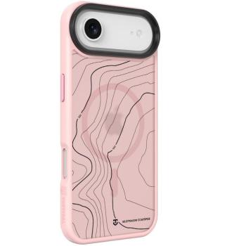 Apple iPhone Air (2025), Műanyag hátlap védőtok + szilikon keret, közepesen ütésálló, Magsafe kompatibilis, térkép minta, Tactical MagForce Hyperstealth Sika, áttetsző/rózsaszín kép