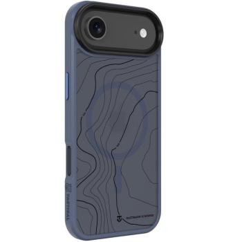 Apple iPhone Air (2025), Műanyag hátlap védőtok + szilikon keret, közepesen ütésálló, Magsafe kompatibilis, térkép minta, Tactical MagForce Hyperstealth Sika, áttetsző/sötétkék kép