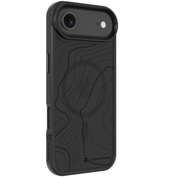 Apple iPhone Air (2025), Műanyag hátlap védőtok + szilikon keret, közepesen ütésálló, Magsafe kompatibilis, térkép minta, Tactical MagForce Hyperstealth Sika, áttetsző/szürke kép