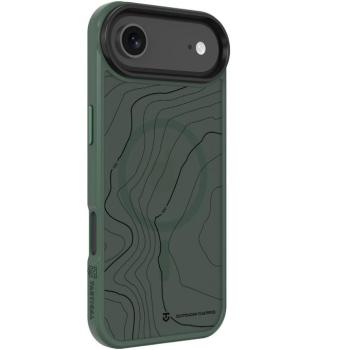 Apple iPhone Air (2025), Műanyag hátlap védőtok + szilikon keret, közepesen ütésálló, Magsafe kompatibilis, térkép minta, Tactical MagForce Hyperstealth Sika, áttetsző/zöld kép