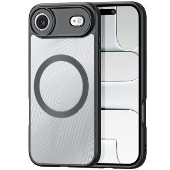 Apple iPhone Air (2025), Műanyag hátlap védőtok + szilikon keret, Magsafe töltővel kompatibilis, hullám minta, Dux Ducis Aimo Mag, áttetsző/fekete kép