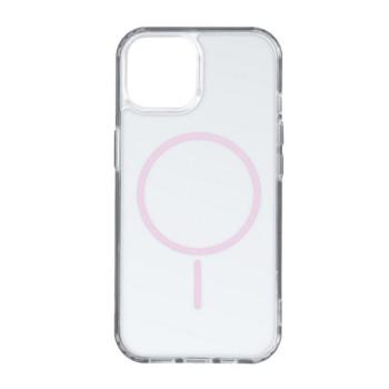 Apple iPhone Air (2025), Műanyag hátlap védőtok + szilikon keret, ultravékony, légpárnás sarok, Magsafe töltővel kompatibilis, átlátszó/rózsaszín kép