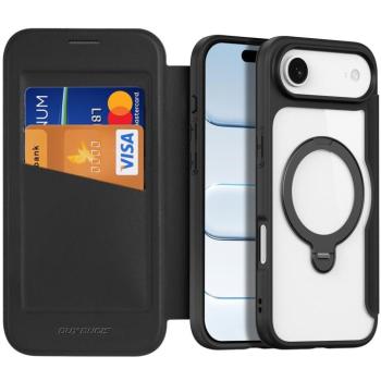 Apple iPhone Air (2025), Oldalra nyíló tok, stand, közepesen ütésálló, kitámasztóval, RFID technológiával, Magsafe kompatibilis, Dux Ducis Skin X Pro Ring Stand Magsafe, fekete kép