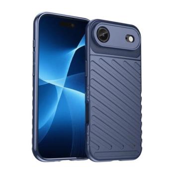 Apple iPhone Air (2025), Szilikon tok, közepesen ütésálló, domború csíkos minta, sötétkék kép
