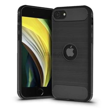 Apple iPhone SE 2020/SE 2022 szilikon hátlap - Carbon Logo - fekete kép