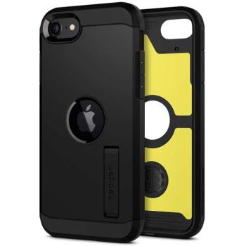 Apple iPhone SE (2020) / SE (2022), Szilikon tok + műanyag hátlap, kitámasztóval, Spigen Tough Armor, fekete kép