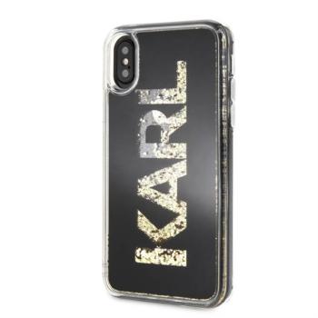 Apple iPhone X/XS KARL LAGERFELD KLHCPXKAGBK Liquid Glitter TPU Hátlap - Fekete kép