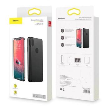 Apple iPhone XS Max Baseus Front+Back Üvegfólia Set - Fekete kép