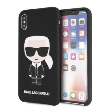 Apple iPhone XS Max KARL LAGERFELD KLHCI65SLFKBK Liquid Silicon Hátlap - Fekete kép