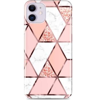 Apple iPhone XS Max, Szilikon tok, sokszöges márvány minta, Wooze Geometric Marble, színes/rózsaszín kép