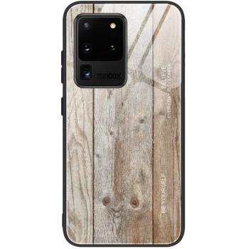 Apple iPhone XS Max, Szilikon védőkeret, edzett üveg hátlap, fa minta, Wooze Wood, világosbarna kép