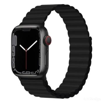 Apple iWatch Devia Delux Sport 3 Silicone Magnet 38/40/41mm Óraszíj - Fekete kép