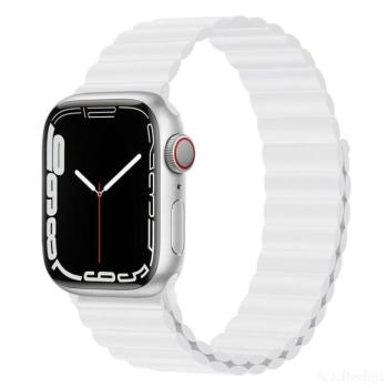 Apple iWatch Devia Delux Sport 3 Silicone Magnet 42/44/45mm Óraszíj - Fehér kép