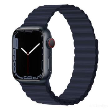 Apple iWatch Devia Delux Sport 3 Silicone Magnet 42/44/45mm Óraszíj - Sötétkék kép