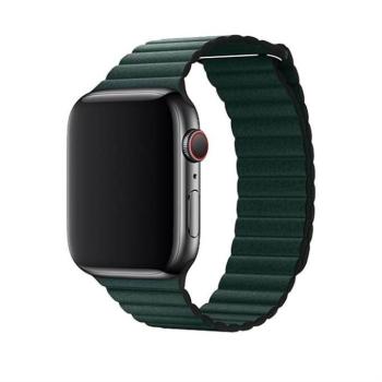 Apple iWatch Devia Elegant Leather Loop 42/44mm óraszíj - Sötétzöld kép