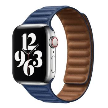 Apple iWatch Devia Elegant Leather Two-Tone 42/42/45mm óraszíj - Sötétkék kép
