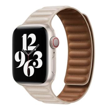 Apple iWatch Devia Elegant Leather Two-Tone 42/44/45mm óraszíj - Bézs kép