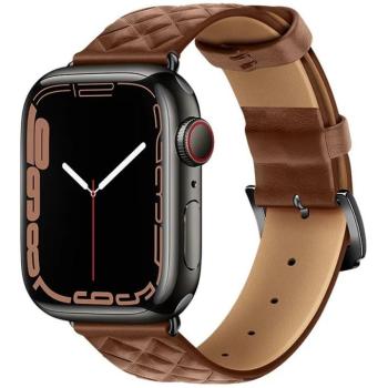 Apple Watch 1-6, SE (38 / 40 mm) / Watch 7-8 (41 mm), bőr pótszíj, gyémánt minta, Hoco WA18, barna kép