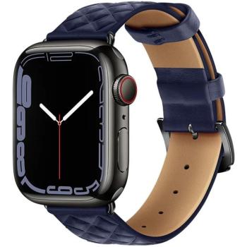 Apple Watch 1-6, SE (38 / 40 mm) / Watch 7-8 (41 mm), bőr pótszíj, gyémánt minta, Hoco WA18, sötétkék kép