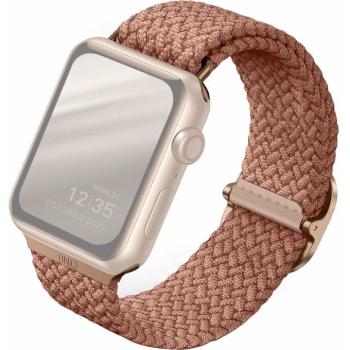 Apple Watch 1-6, SE (38 / 40 mm) / Watch 7-8 (41 mm), szövet pótszíj, fonott, Uniq Aspen, rózsaszín kép