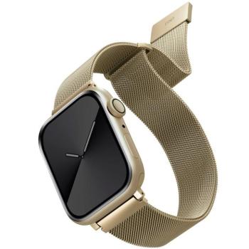 Apple Watch 1-6, SE (42 / 44 mm) / Watch 7-8 (45 mm), fém pótszíj, milánói stílus, mágnes zárral, Uniq Dante, arany kép