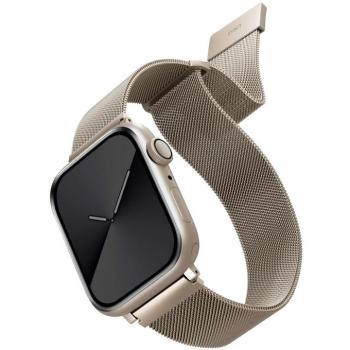 Apple Watch 1-6, SE (42 / 44 mm) / Watch 7-8 (45 mm), fém pótszíj, milánói stílus, mágnes zárral, Uniq Dante, csillagfény kép